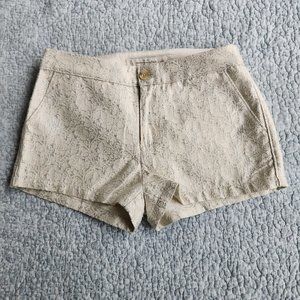 Abercrombie & Fitch Ivory and Silver Brocade High Waisted Shorts, Size 00